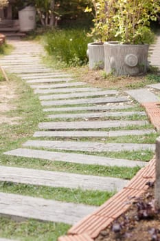 Garden stone path with grass, stock photo