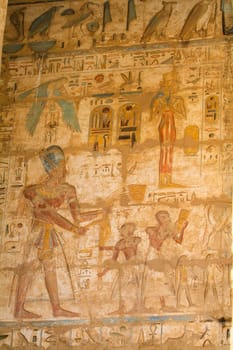 Egypt, Upper Egypt, Nile Valley, Gaugue bank of Thebes, about Luxor, Medinet Habu Temple classified World Heritage