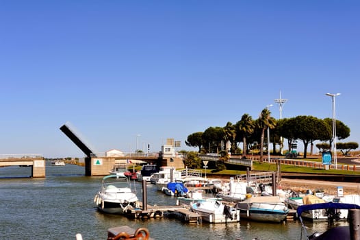 Lift Bridge at Grau-du-Roi, French Camargue town in south-eastern France