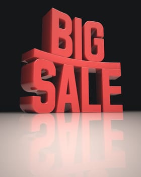 3D image concept. "Big Sale"" words in red on white surface. Clipping path included."