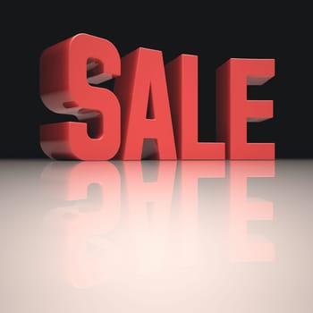 3D image concept. "Sale"" word in red on white surface. Clipping path included."