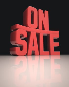 3D image concept. "On Sale"" words in red on white surface. Clipping path included."