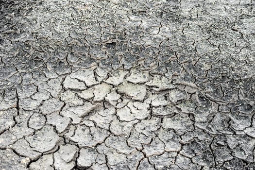 close up cracked clay ground into the dry season