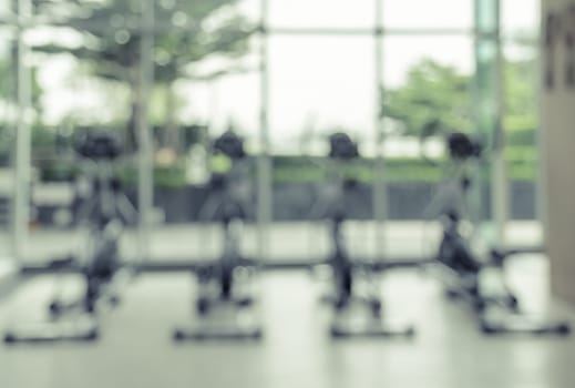 Abstract blur fitness and gym room interior background. Image for health concept