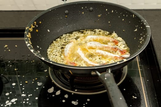 Tempura Shrimps fried in a pan