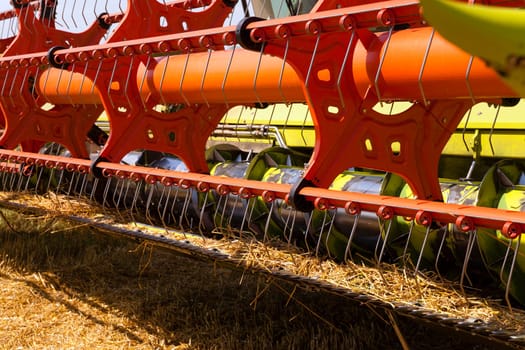 the combine harvesters photographed by a close up