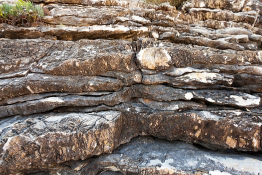 the break photographed by a close up in the rock