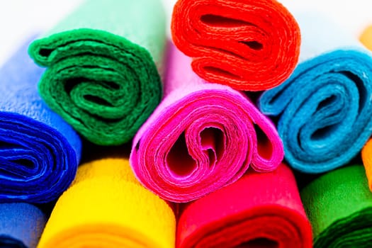 the multi colored crepe paper put together