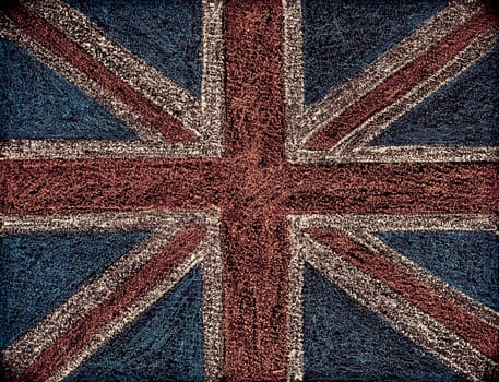 United Kingdom (British Union jack) flag, hand drawing with chalk on blackboard, vintage concept