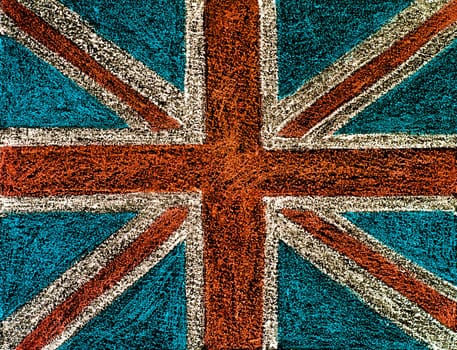 United Kingdom (British Union jack) flag, hand drawing with chalk on blackboard, vintage concept