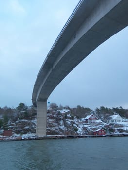 the bridge between orust and tjorn in winterlandscape