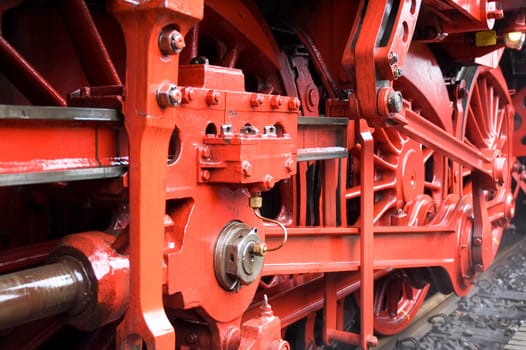 Closeup of train wheels.
