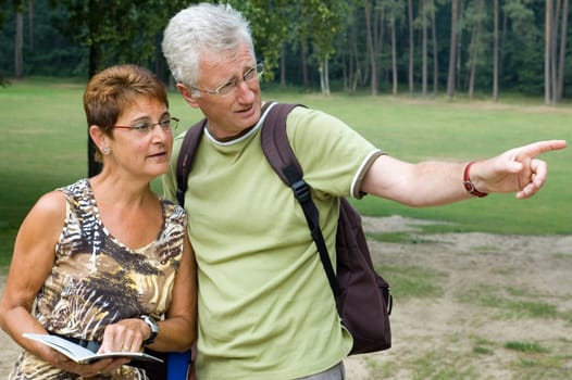 Active senior couple on a hike
