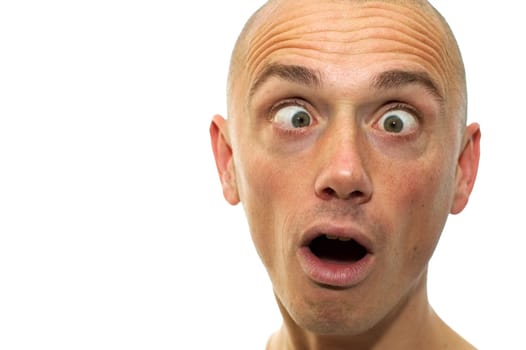 This man looks funny and cross-eyed. It's a caricature like emotion picture.