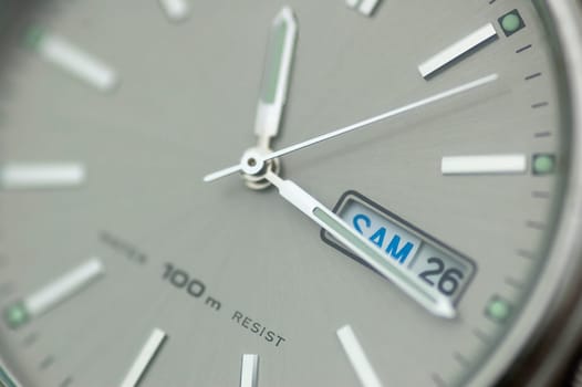 Closeup of a watch with shallow depth of field.