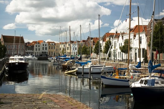 Beautiful idyllic port in a Dutch town called Goes.
