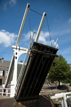 Lift bridge in Goes, Zeeland, Netherlands. The bridge is called "Sint Maarten""."