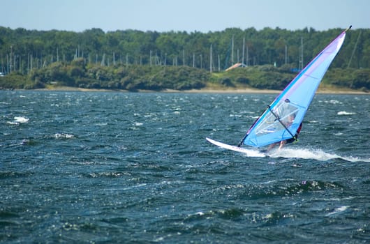 Windsurfing in the Dutch waters. Moving fast, windspeed 10.