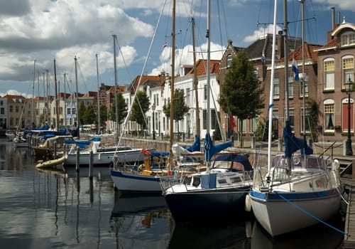 Beautiful idyllic port in a Dutch town called Goes.