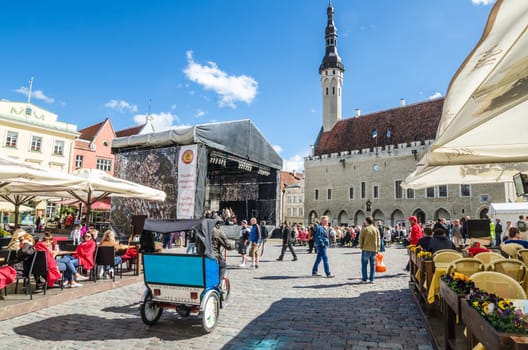 TALLINN, ESTONIA - MAY 31: People relax on the celebration of the Days of the Old Town On May 31, 2015 In Tallinn.