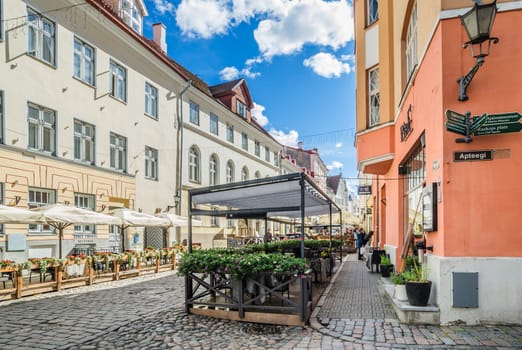 TALLINN, ESTONIA - MAY 31: People walk down the street in the Old Town Celebration Days On May 31, 2015 In Tallinn.