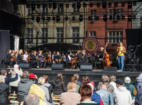 TALLINN, ESTONIA - MAY 31: People relax on the celebration of the Days of the Old Town On May 31, 2015 In Tallinn.