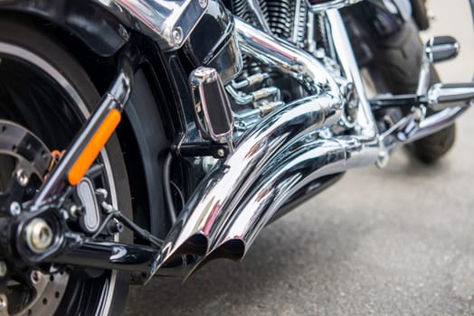 close up of the motorcycle exhaust