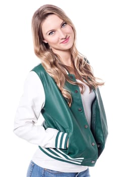 Charming woman in trendy casuals