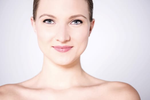Delighted woman with attractive looks