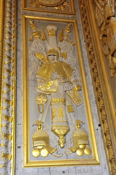 Gilded with fine gold paneling castle of Versailles