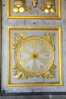 Gilded with fine gold paneling castle of Versailles