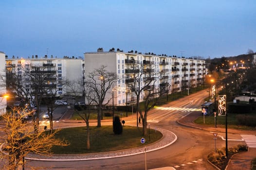 City center of Saint-Cyr, French town in the Paris region in the department of Yvelines