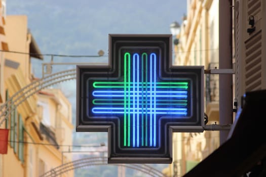 Pharmacy Green Cross Sign or Drug Store Symbol
