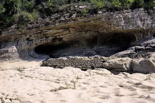 The bed of the river Gardon completely dry during the summer in the French department of Gard in the south-east