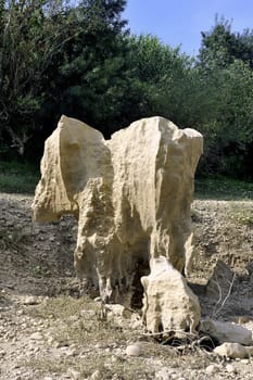 The bed of the river Gardon completely dry during the summer in the French department of Gard in the south-east