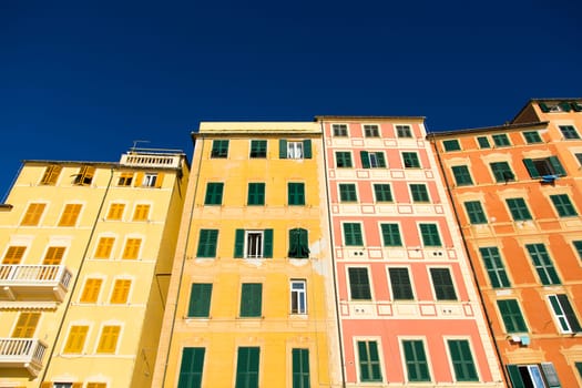 Bottom view of a palaces of a seaside town on a sunny afternoon