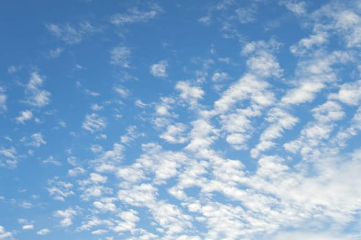 Sign of good weather high Cumulus or Altocumulus clouds in deep blue spring sky