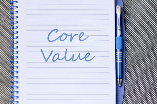 Core value text concept write on notebook