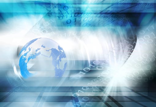 Futuristic Digital World Background, Digital Binaray Code  Numbers.