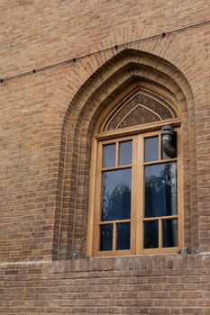 Tehran Province- IRAN-March 17  2016 Recessed Window on Historical Building Beside Urban Street.