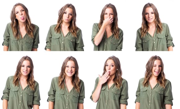 young real woman with funny expression