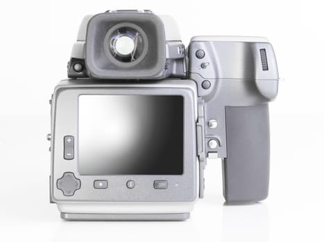 close up of a professional medium format camera and digital back