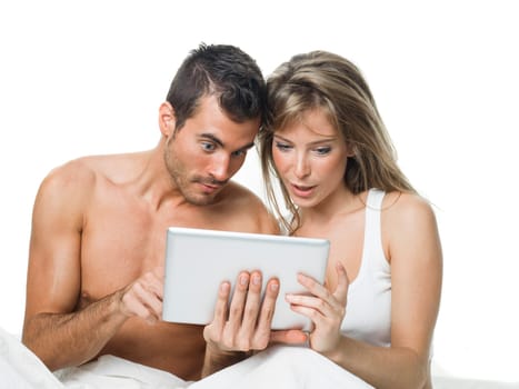 sexy man and woman making plans together
