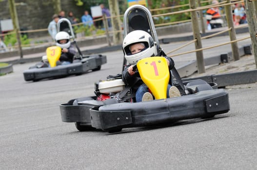 Boy is going for his first karting race.