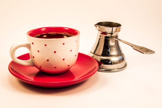 Coffee cup with turkish cezve