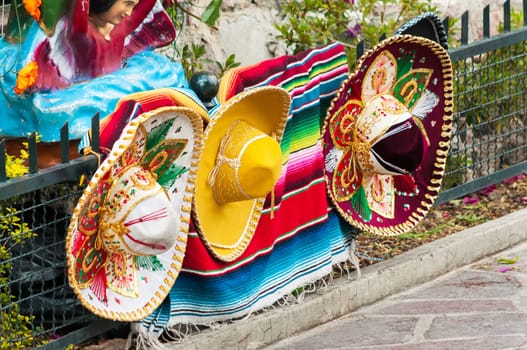 Row of Mexican sombreros in Mexico City