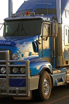 Big semi trailer truck Australia with a beautiful painting