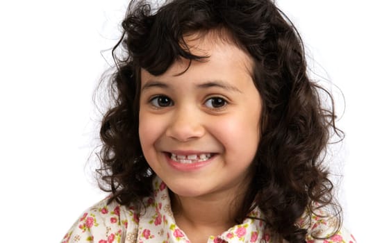 Portrait of a lovely girl on a white background.