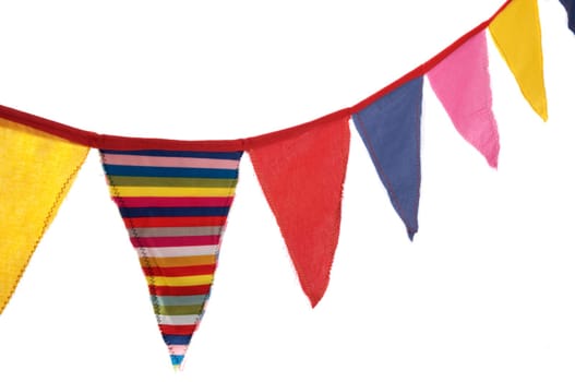 Couple of colorful decoration flags, is it someone's birthday?