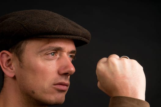 Young man showing his fist